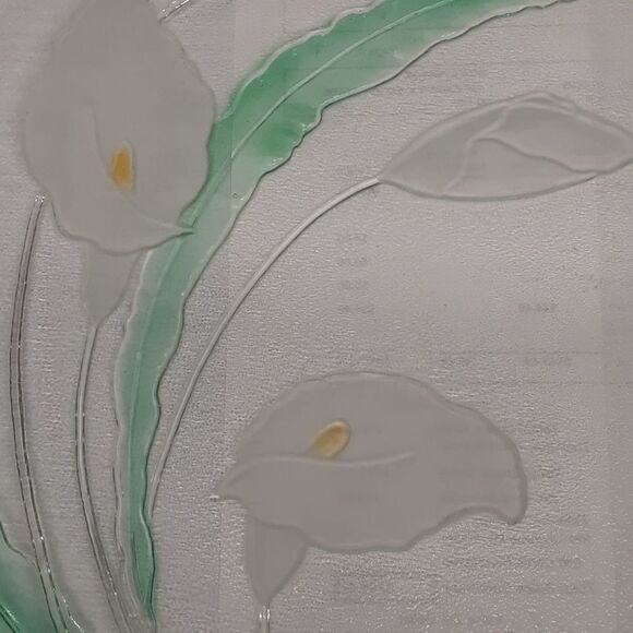 Vintage L. E. Smith Glass Platter Handmade Clear Glass Calla Lily 13" - Picture 2 of 6